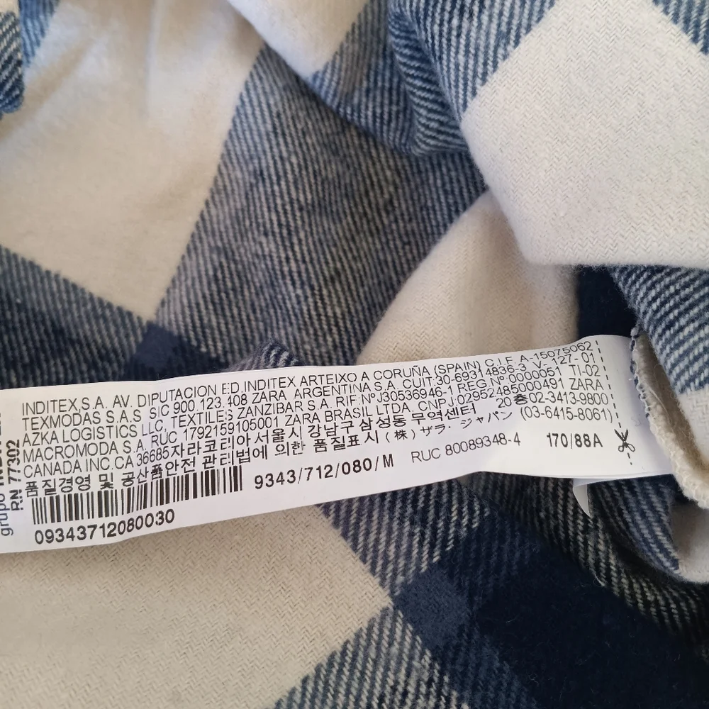 Zara Shacket Women's Size M Flannel Long Shirt Black Checker Plaid‎ Button Down - Picture 11 of 12